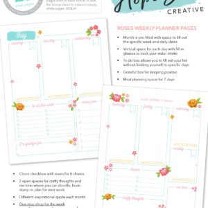 Big Happy Planner Roses Weekly - Daily 25 Page Printable