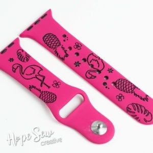 Smart Watch Band_Obsessive Flamingo Disorder_Personalized_White or Black Ink