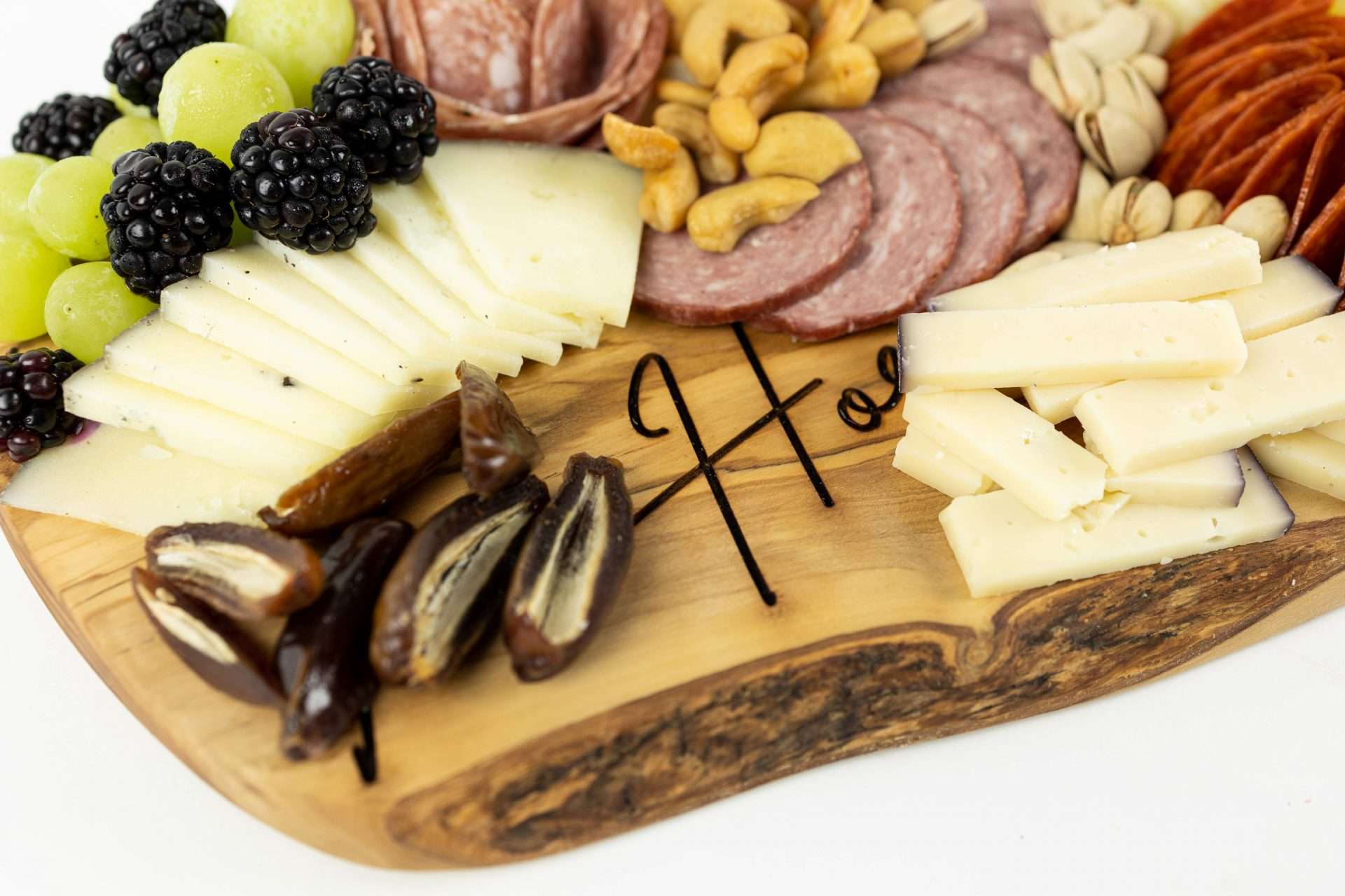 Small Engrave_24" Olive Wood Charcuterie Board - Live Edge - Image 3