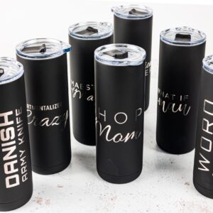 20 Ounce Skinny Tumbler Black - Engraved and Personalized