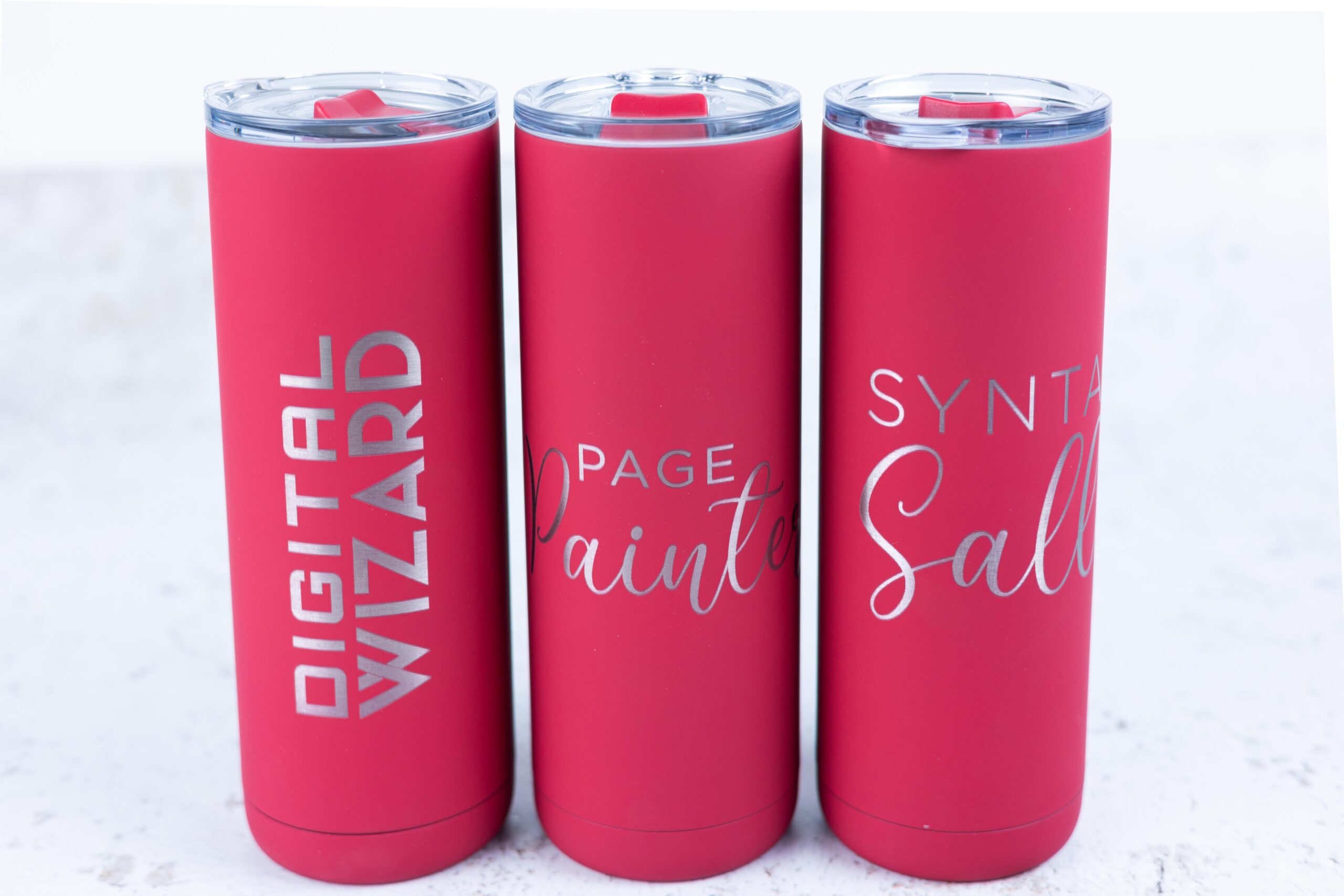 20 Ounce Skinny Tumbler Red - Engraved and Personalized