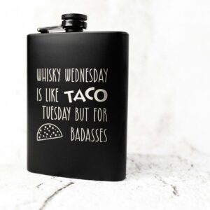 Whiskey Wednesday Flask 8 Ounce - Engraved and Personalized