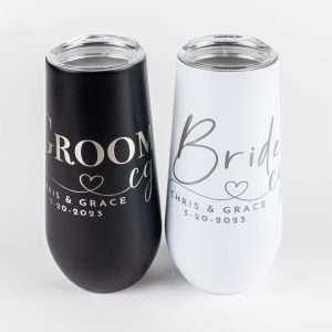 Bride & Groom Stainless Steel Champagne Tumblers
