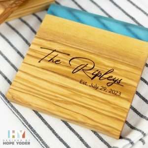 Olive Wood & Resin Coasters_Personalized